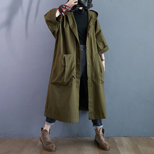 Casual Coated Hooded Versatile Outerwear