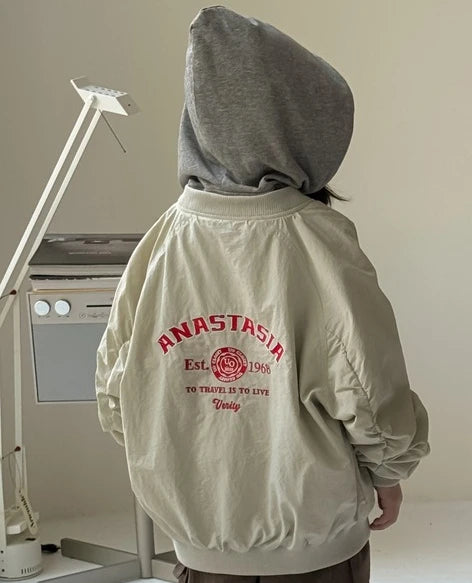 Kids Jacket Boys Girls Korean Style Unisex Toddler Fake Two-Piece Jacket Letter Print Hoodie Long Sleeve Baseball Coat Autumn