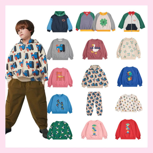 Kids Sweatshirt 2025BC New Autumn Winter Boys Clothes Baby Girls Cartoon Cute Print Sweater Hoodie Children Cotton Outwear Tops