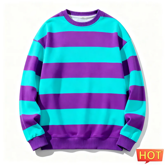 Retro Striped Graphic Unisex Sweatshirts Simple Casual Long Sleeve 3D Printed Ugly Sweatshirt Loose Breathable O Neck Pullovers