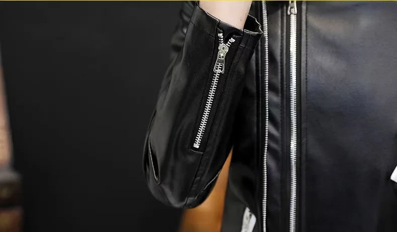 S-5XL  PU Jacket Men's Spring and Autumn Casual Baseball Uniform Biker Jacket