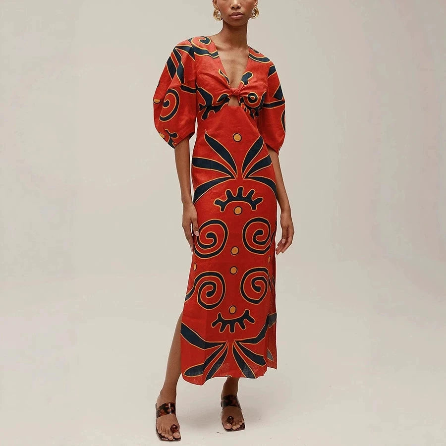 KK Elegant High Waist Spaghetti Strap Dress