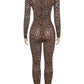 KK See Through Leopard Mesh Jumpsuits