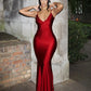 Nibber Red Shiny Spaghetti Strap Maxi Dress Women Solid Sexy Backless Ruched Cleavage Body-shaping Robe Lady Hipster Streetwear