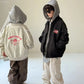 Kids Jacket Boys Girls Korean Style Unisex Toddler Fake Two-Piece Jacket Letter Print Hoodie Long Sleeve Baseball Coat Autumn