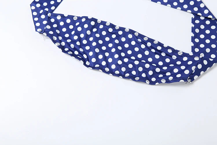 Weird Puss Hottie Polka Dot 2-Piece Set Women Halter Chest Wrapped Backless Top+Ruched Peach Hip Pants Stretch Skinny Clubwear