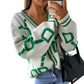 KK Jacquard Knitted Coat V-neck