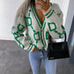 KK Jacquard Knitted Coat V-neck