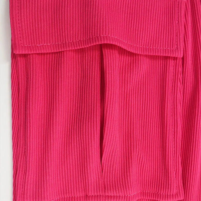 New Women's Jumpsuits Sexy Sweet Pink Hollow Out Jumpsuit Streetwear Fashion Pockets Short Sleeve Lady Elegant Rompers Clothing