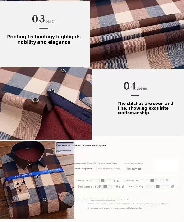 KK Men's Thick Warm Long Sleeve Plaid Shirts