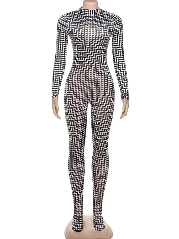 KK Snake Print Foot Jumpsuits