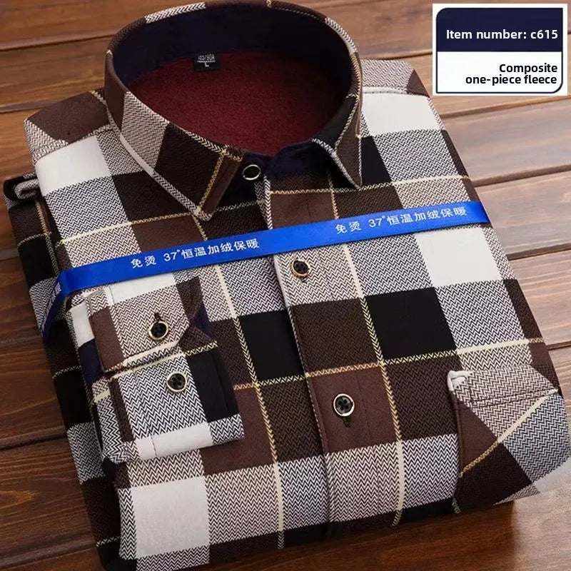 KK Men's Thick Warm Long Sleeve Plaid Shirts