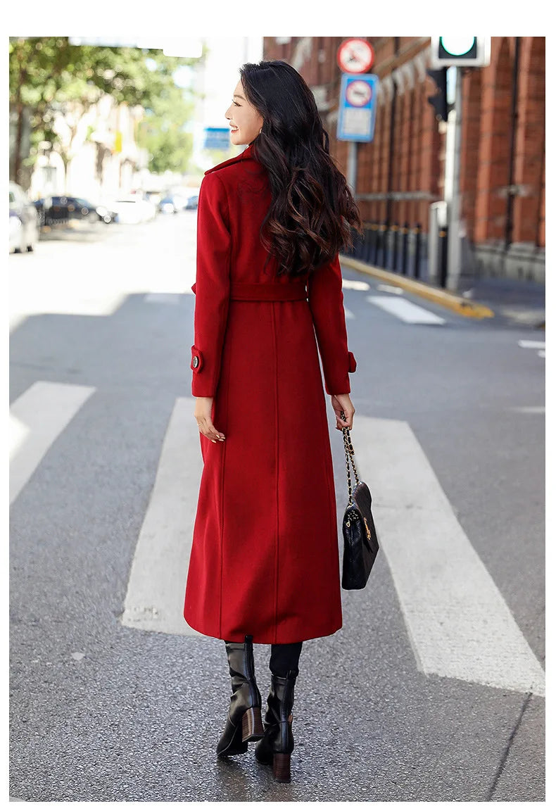 Womens Double Breasted Long Coat