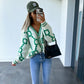 KK Jacquard Knitted Coat V-neck