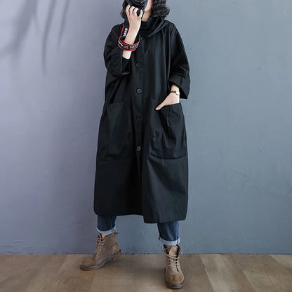 Casual Coated Hooded Versatile Outerwear