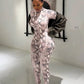 KK Snake Print Foot Jumpsuits