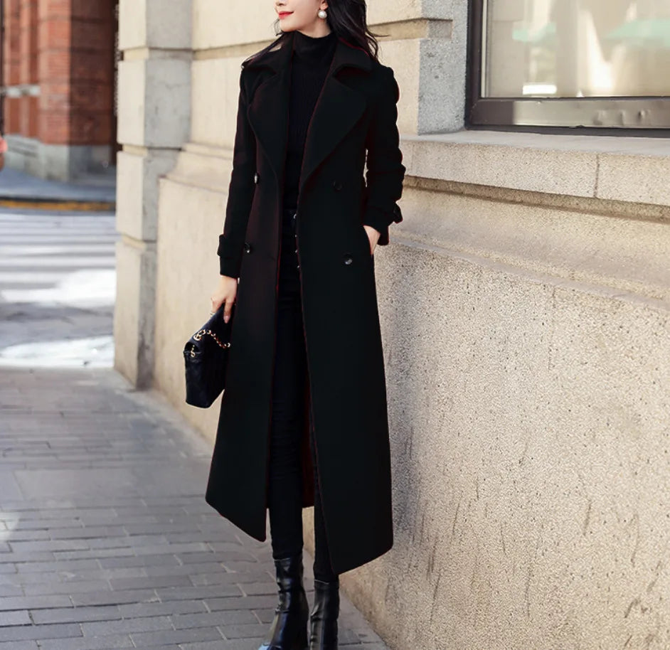 Womens Double Breasted Long Coat