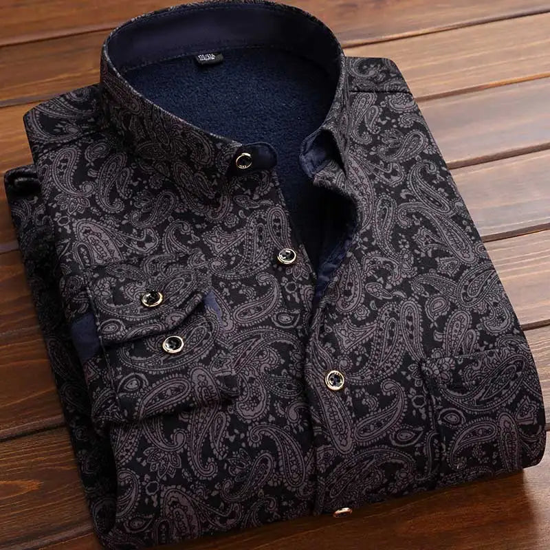 KK Men's Thick Warm Long Sleeve Plaid Shirts
