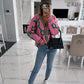 KK Jacquard Knitted Coat V-neck