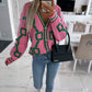 KK Jacquard Knitted Coat V-neck