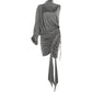 KK Ladies Shoulder Top+Shirring Ruched Peach
