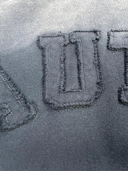 Heavyweight Waed round Ne Embroidered Sweatirt Men's Loose y Retro Loop Head over irt Casual Long Sve T-irt