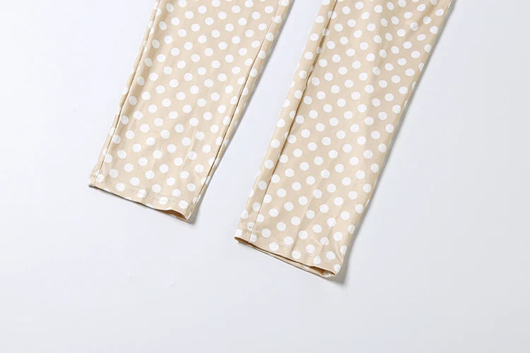 Weird Puss Hottie Polka Dot 2-Piece Set Women Halter Chest Wrapped Backless Top+Ruched Peach Hip Pants Stretch Skinny Clubwear