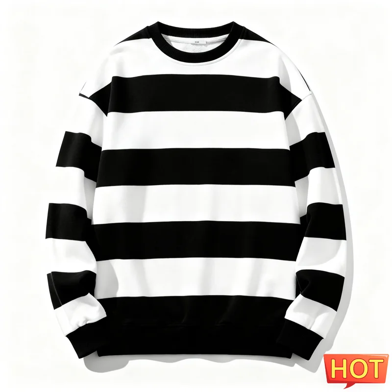 Retro Striped Graphic Unisex Sweatshirts Simple Casual Long Sleeve 3D Printed Ugly Sweatshirt Loose Breathable O Neck Pullovers