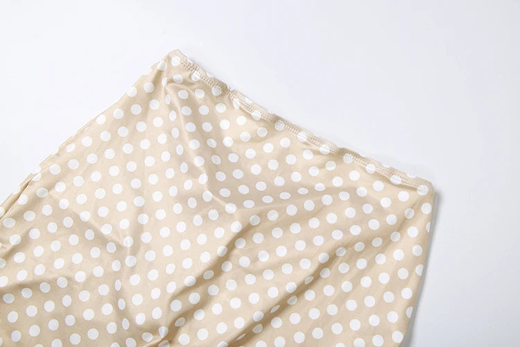 Weird Puss Hottie Polka Dot 2-Piece Set Women Halter Chest Wrapped Backless Top+Ruched Peach Hip Pants Stretch Skinny Clubwear