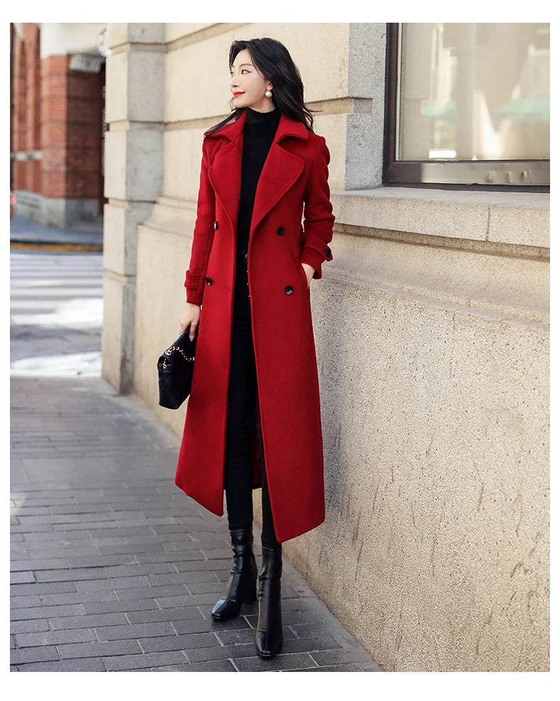 Womens Double Breasted Long Coat