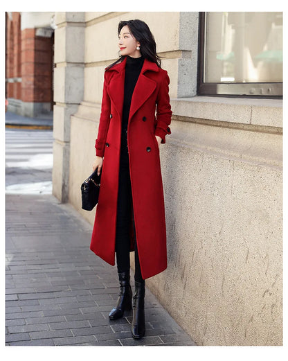 Womens Double Breasted Long Coat