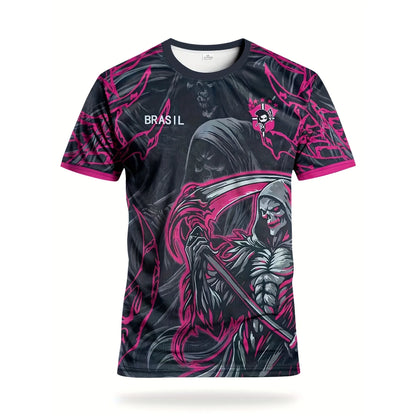 Men's Football Sweatshirt Round Neck Comfortable Sports T-shirt Top Death Style Print Football Training Daily Fitness Party