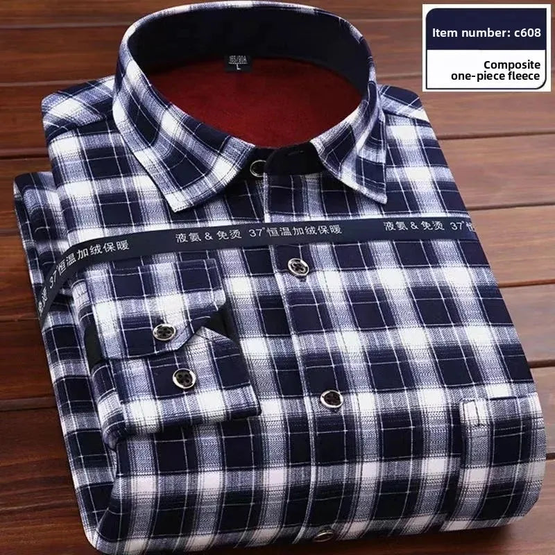 KK Men's Thick Warm Long Sleeve Plaid Shirts