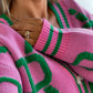 KK Jacquard Knitted Coat V-neck