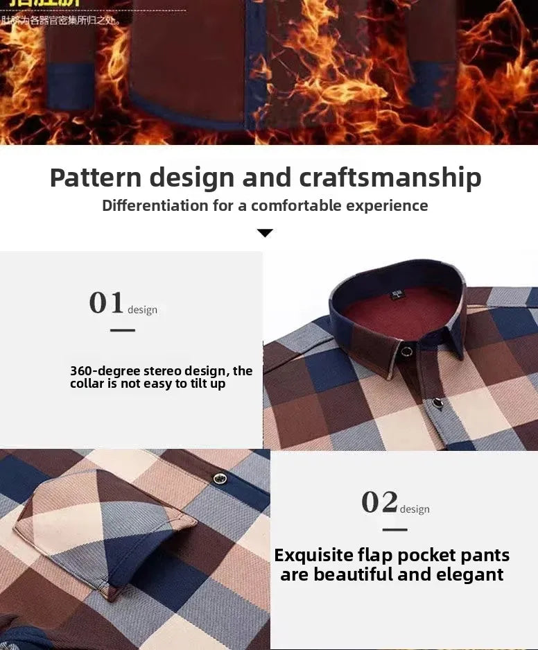 KK Men's Thick Warm Long Sleeve Plaid Shirts