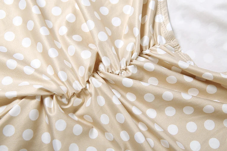 Weird Puss Hottie Polka Dot 2-Piece Set Women Halter Chest Wrapped Backless Top+Ruched Peach Hip Pants Stretch Skinny Clubwear