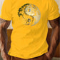 Men's summer 100% pure cotton fashionable casual loose sports yin-yang tree pattern print round neck short sleeved T-shirt top