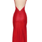 Nibber Red Shiny Spaghetti Strap Maxi Dress Women Solid Sexy Backless Ruched Cleavage Body-shaping Robe Lady Hipster Streetwear