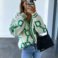 KK Jacquard Knitted Coat V-neck