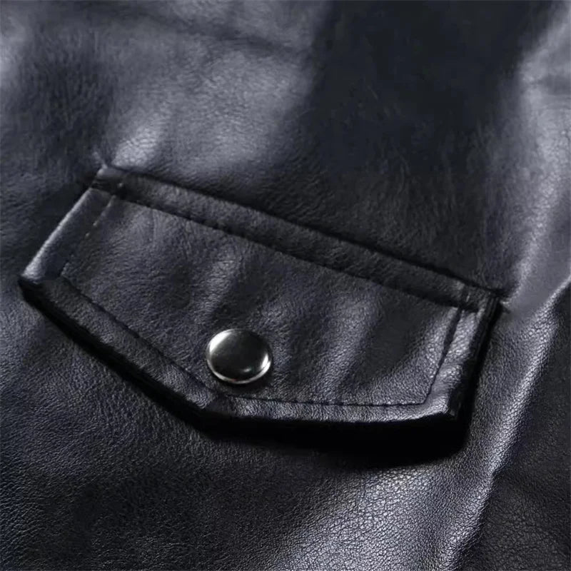 Men Oblique Zipper Biker Coats