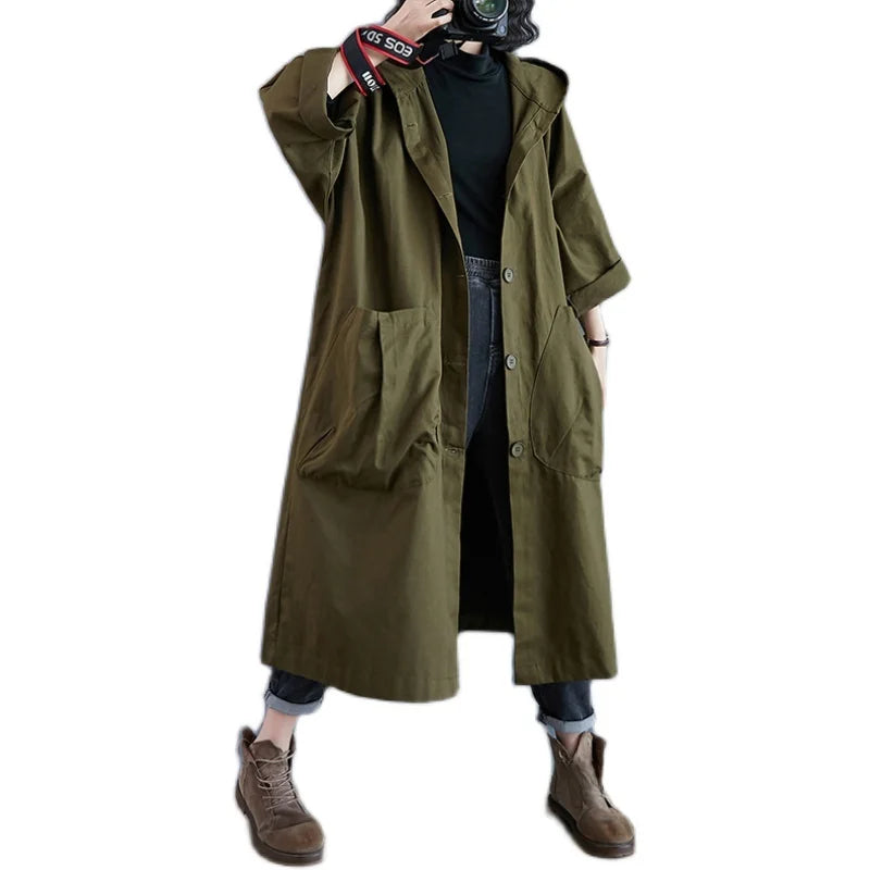 Casual Coated Hooded Versatile Outerwear
