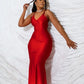 Nibber Red Shiny Spaghetti Strap Maxi Dress Women Solid Sexy Backless Ruched Cleavage Body-shaping Robe Lady Hipster Streetwear