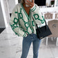 KK Jacquard Knitted Coat V-neck