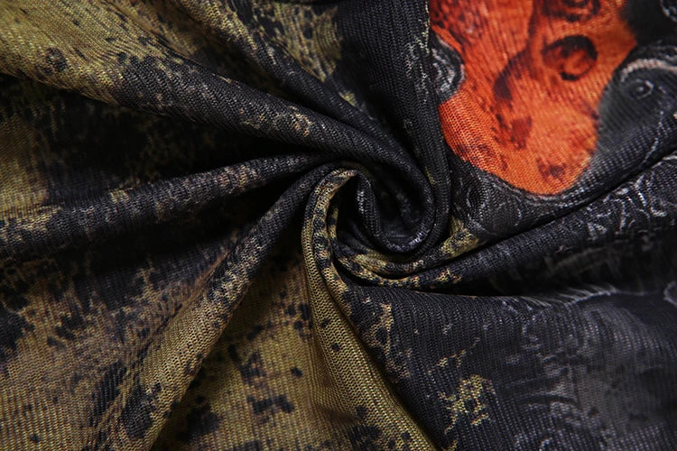 Weird Puss Sexy Fitness Jumpsuit Women Tie-Dye Print o-Neck Full Sleeve Skinny Streetwear Autumn Zip Slim Stretch Tight Overalls