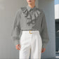 INCERUN Unisex Shirt Solid Color Ruffle Lapel Long Sleeve Casual Unisex Clothing Loose Elegant Streetwear 2025 Fashion Male Shirts