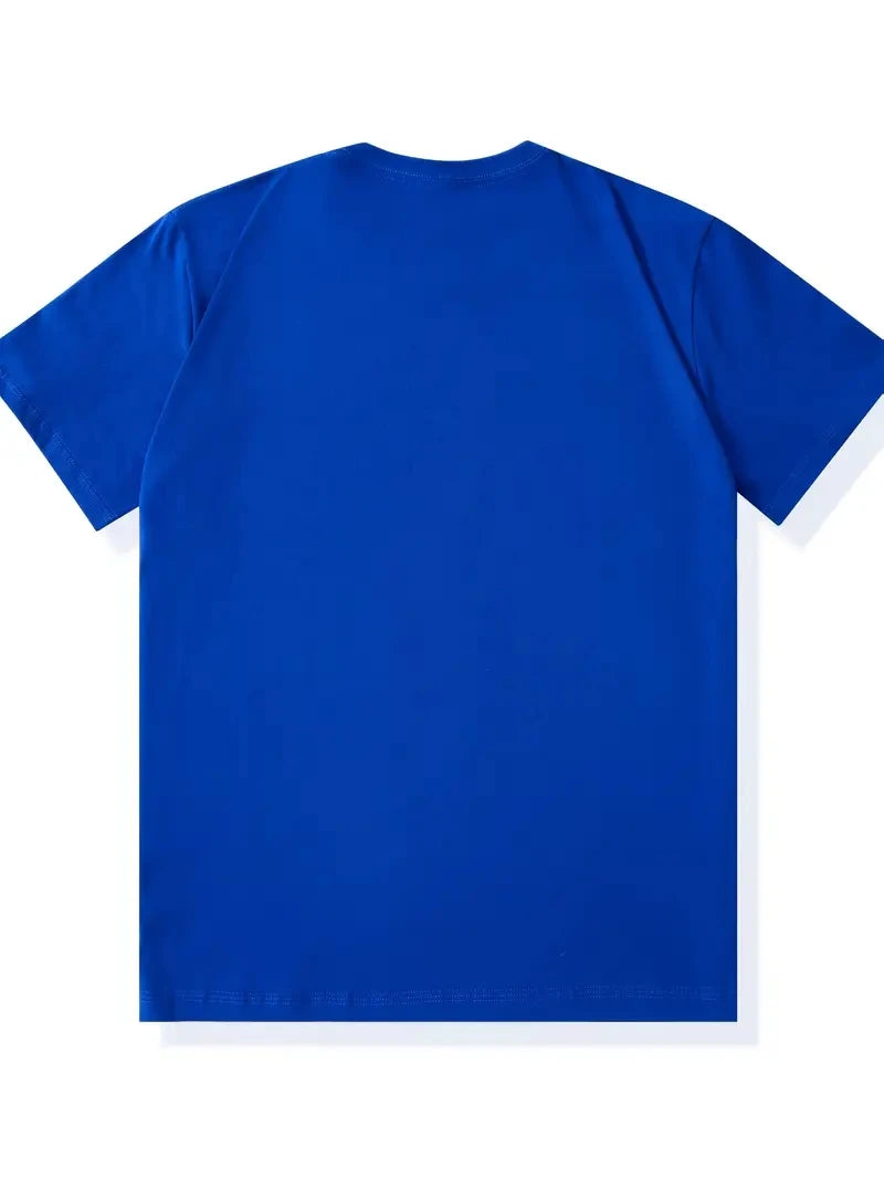 Men's summer 100% pure cotton fashionable casual loose sports yin-yang tree pattern print round neck short sleeved T-shirt top