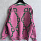 KK Jacquard Knitted Coat V-neck