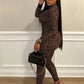 KK See Through Leopard Mesh Jumpsuits