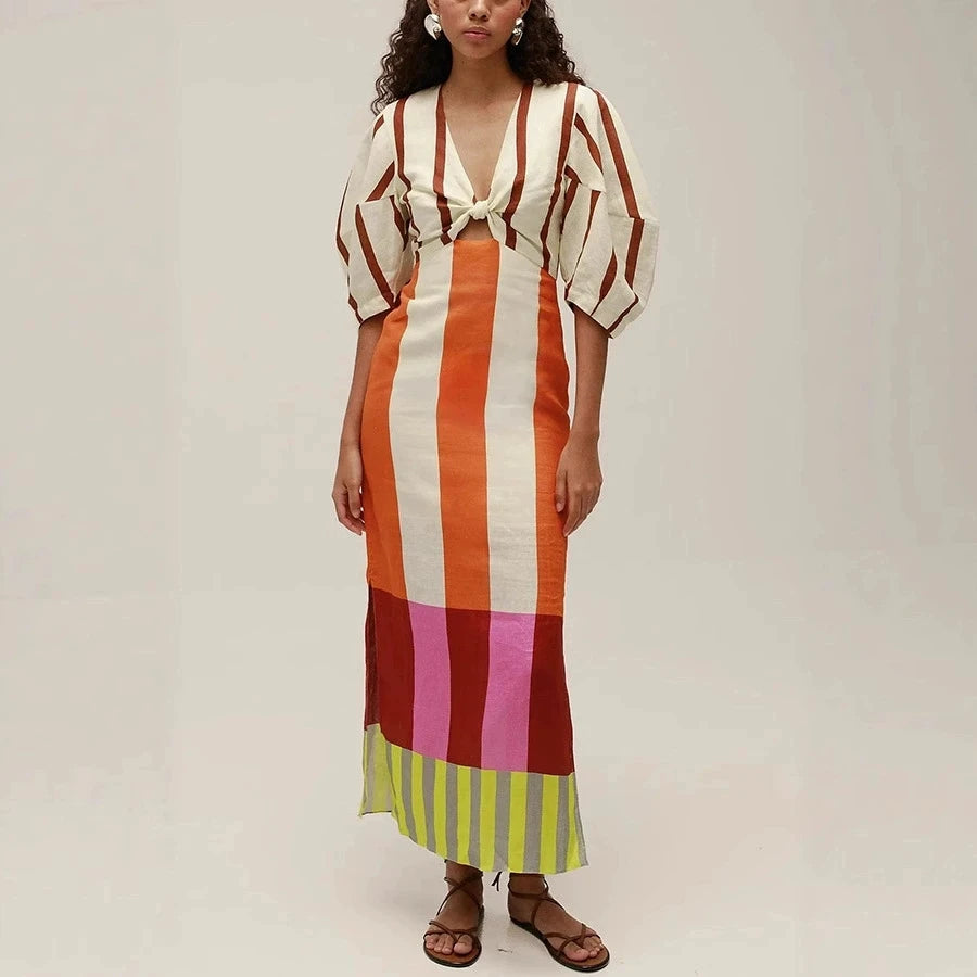 KK Elegant High Waist Spaghetti Strap Dress