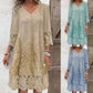 KK Pattern Lace Splicing Hollowed Out Mini Dress
